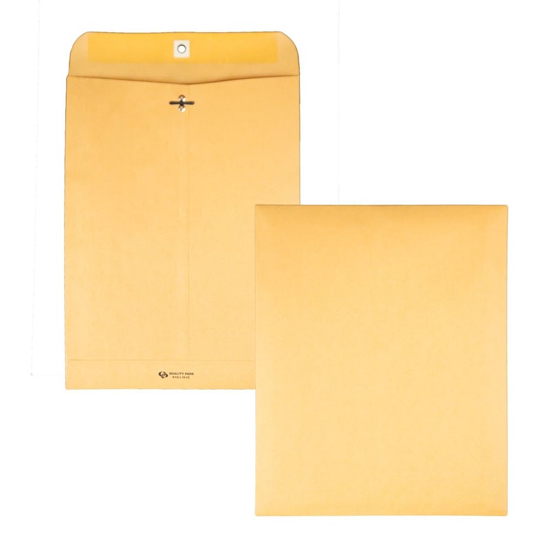 Quality Park, QUA37893, Gummed Kraft Clasp Envelopes, 100 / Box, Kraft, 9.5 x 12.5 Inches - Image 1